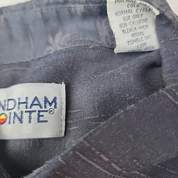 VTG Windham Pointe Cuban Black Striped Palm Print Mens Sz M Button-up Shirt - Picture 8 of 9